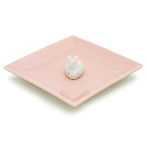 陶器香皿&ウサギ香立　ピンク