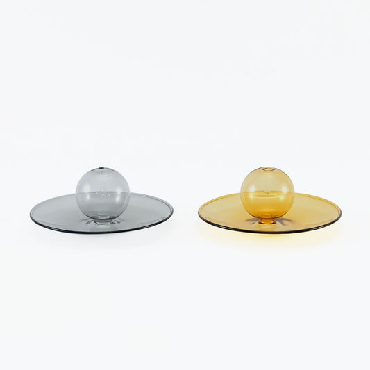 INCENSE HOLDER GLASS GRAY/YELLOW