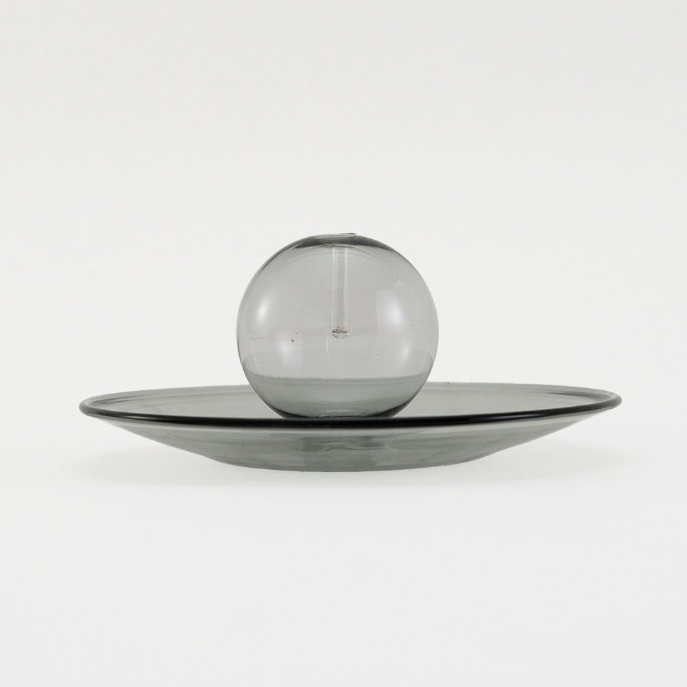 INCENSE HOLDER GLASS GRAY/YELLOW