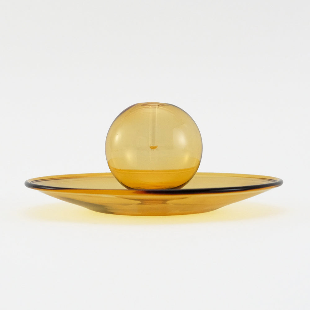 INCENSE HOLDER GLASS GRAY/YELLOW